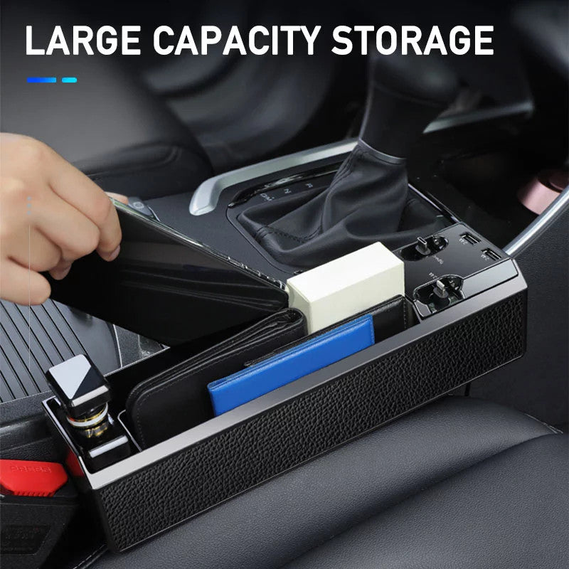Car Organizer with Charger Cable Car Seat Gap Storage Box with Cable